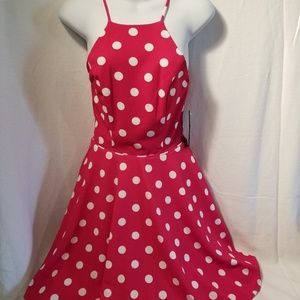 City Studio Sundress Red With White Polka Dots